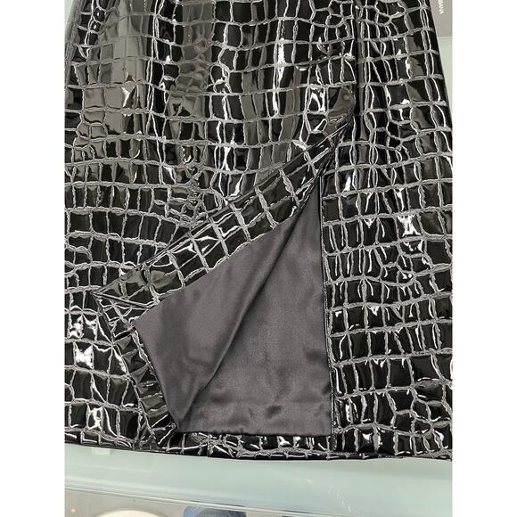 NWT Dolce & Gabbana Black Croc Faux-Leather Midi Skirt IT 48 / US XXL - Picture 13 of 14